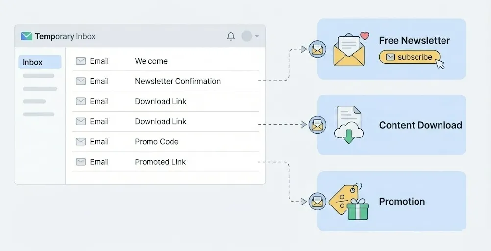 حالات استخدام الايميل المجهول في تسجيل النشرات الإخبارية مثل المحتوى المجاني والعروض