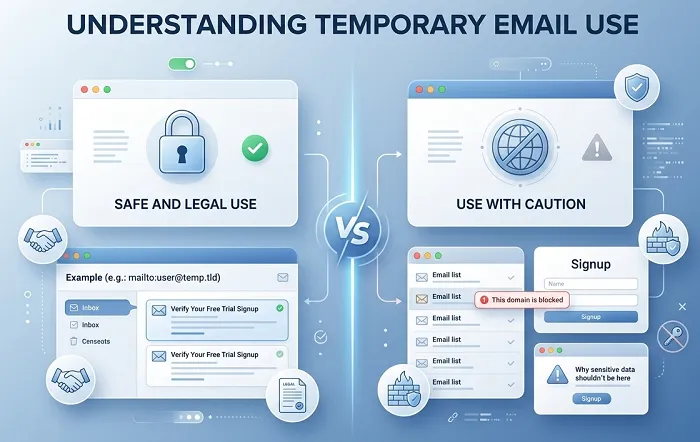 temporary email privacy and safe usage illustration