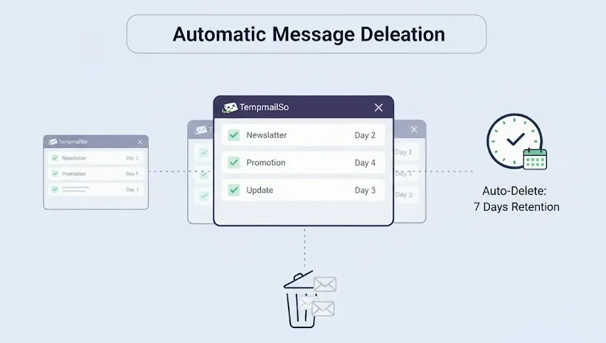 Automatic deletion of temporary email messages after a defined retention period