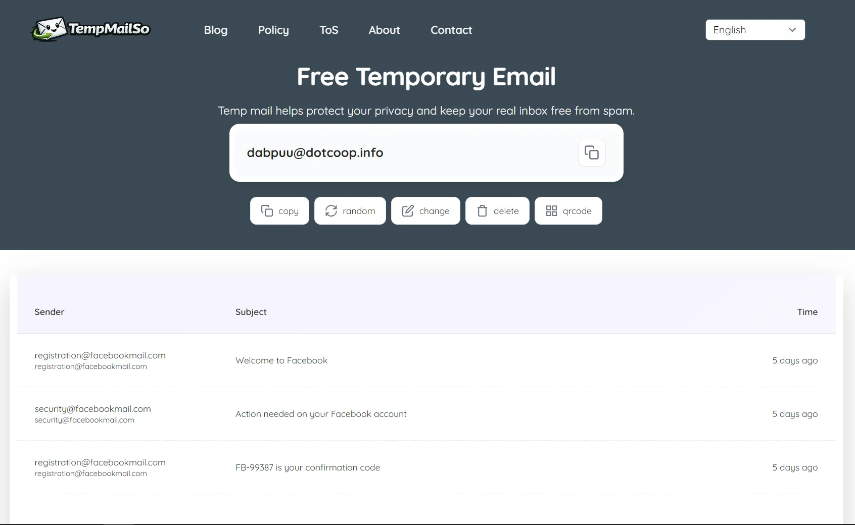 TempmailSo صندوق بريد قابل للتخلص يستخدم لتجارب أدوات التسويق وتسجيلات الاختبارات قصيرة الأجل