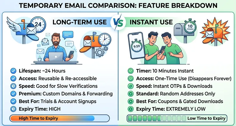 TempmailSo vs 10 Minute Mail temporary email comparison