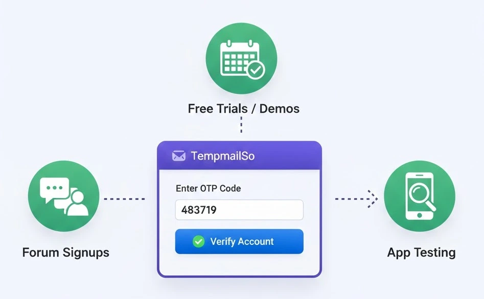 Safe use cases for temporary inbox OTP verification such as forums and free trials