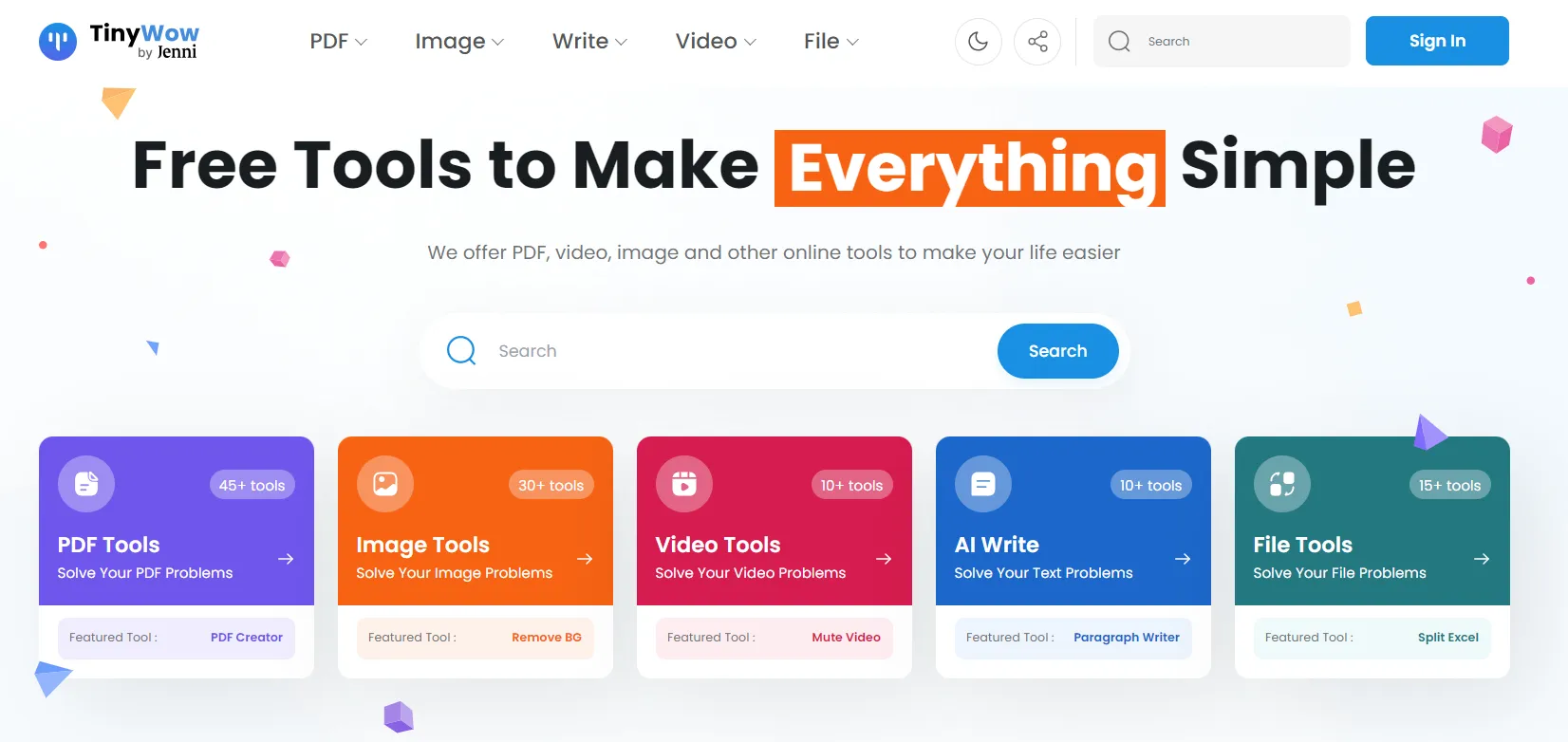 أدوات TinyWow عبر الإنترنت المستخدمة في تعديل ملفات PDF ومهام تحويل الصور